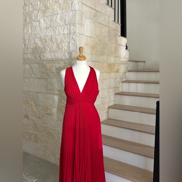 A.L.C. Everly Dress  Everly Dress Red Pleat US 8 - Picture 7 of 13
